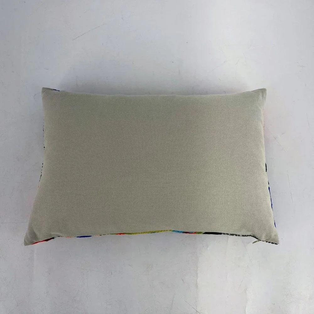 CB2 Cosmo Pillow Embroidered Abstract Multi Color Lumbar 18x12 225-666 India